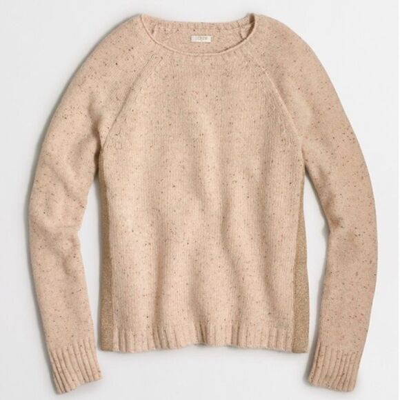 J. Crew Donegal Lambswool Sweater with Gold Shimmer Stripe - Picture 1 of 10